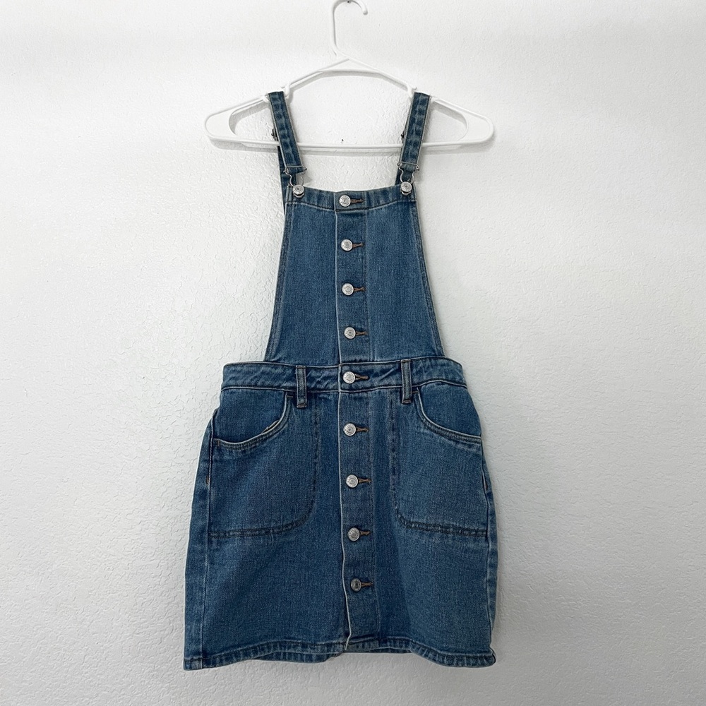PacSun Women’s Light Wash Button Down Denim Overall Dress